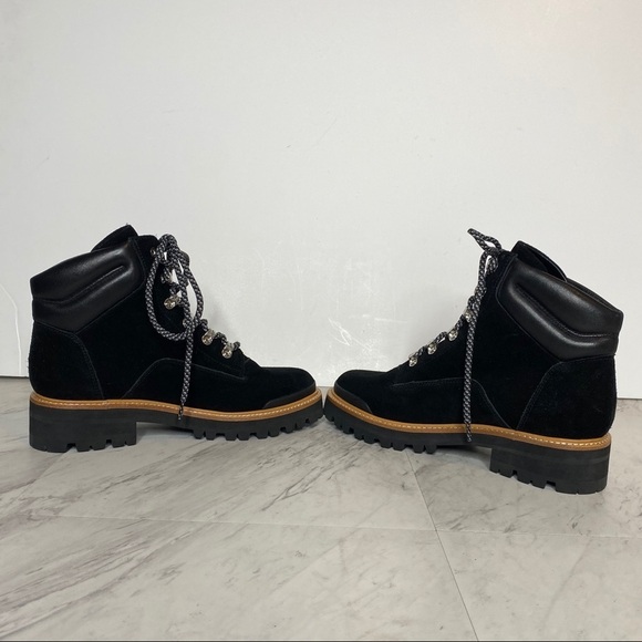 New! Marc Fisher Idaran Black Lug Sole Black Suede Hiker Boot 9M - Picture 5 of 14